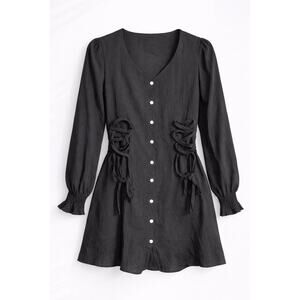 Peach Love Black Midi Dress – Boho Chic Style Size Large New Size L